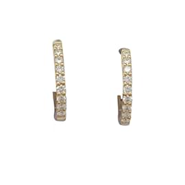 inconnue-Pair of small hoop earrings in yellow gold, diamonds.-Other