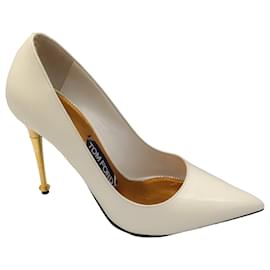 Autre Marque-Tom Ford Ivory / Gold Stiletto Heel Patent Leather Pump-Cream