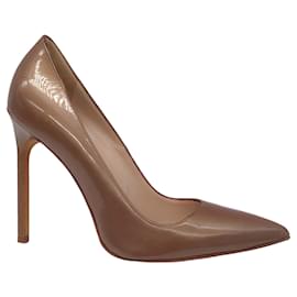 Autre Marque-Manolo Blahnik Bronze Pointed Toe Patent Leather Pumps-Brown