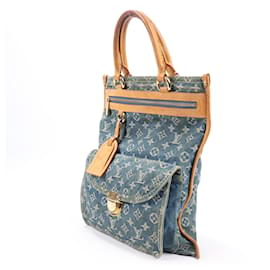 Louis Vuitton-Borsa shopper piatta in denim monogramma Louis Vuitton M95018-Blu