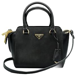 Prada-Bolso Mini Galleria Negro en Piel-Preto