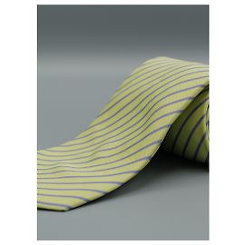 Hermès Corbata Verde a Rayas Grises Verde