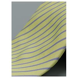 Hermès-Corbata Verde a Rayas Grises-Green