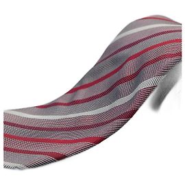 Corbata Lanvin de seda roja a rayas Roja