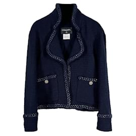 Chanel-9K$ Melania Trump Style Tweed Jacket-Navy blue