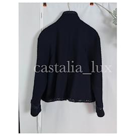 Chanel-9K$ Melania Trump Style Tweed Jacket-Navy blue