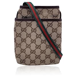 Gucci-Mini sac messager à bandoulière Web en toile Monogram beige-Beige