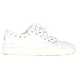 Stuart Weitzman-Stuart Weitzman Tillie Faux Pearl-Embellished Sneakers in White Leather -White