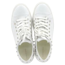 Stuart Weitzman-Stuart Weitzman Tillie Faux Pearl-Embellished Sneakers in White Leather -White