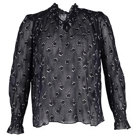 Ba&Sh Blouse Georgette Malawi Tumbling Blossoms en Soie Noire Noir