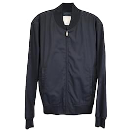 Sandro-Sandro Bomber Jacket In Navy Blue Cotton-Blue,Navy blue