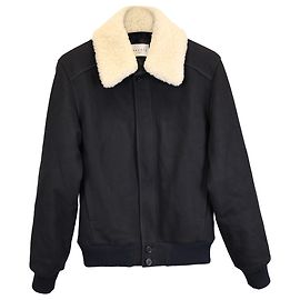 Sandro Heron Jacke mit Shearling-Kragen aus marineblauem Polyester Blau Marineblau