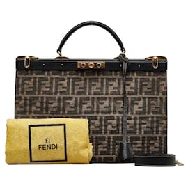 Fendi-Fendi Zucca Peekaboo ISeeU Bag Sac à main en toile en bon état-Autre