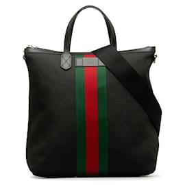 Gucci-Gucci Web Stripe Tote Bag Sac cabas en toile 619751 en excellent état-Autre