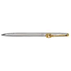 Mikimoto-Mikimoto Stainless Baby Pearl Roller Ball Pen in Very Good Condition-Silvery