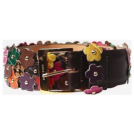 Etro Cinto de couro com aplicações florais multicolor Multicor