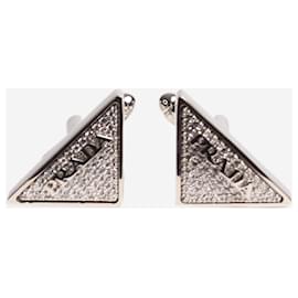 Prada-Silver bejewelled cufflinks-Silvery