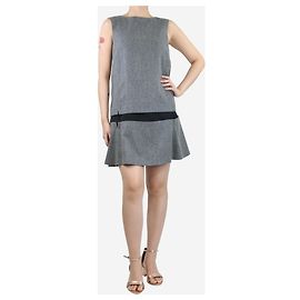 Jil Sander Minivestido gris de lana con paneles, sin mangas, talla UK 42 Gris