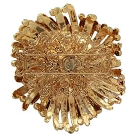 Dolce & Gabbana-Jewelry brooch adorned with blue crystals and gold brass-Golden