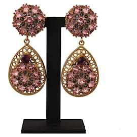 Dolce & Gabbana-Clip-on baroque Sicilian style hanging earrings-Golden