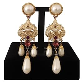 Dolce & Gabbana-Baroque Elegance Gold Tone Clip-on Earrings-Golden