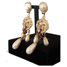 Dolce & Gabbana-Baroque Elegance Gold Tone Clip-on Earrings-Golden