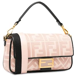 Fendi-Sac à main baguette brodé Zucca rose Fendi-Rose