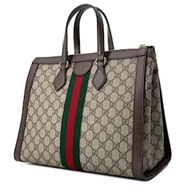 Gucci-Gucci - Cartable moyen GG Supreme Ophidia marron-Marron,Beige