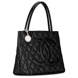 Chanel-Chanel Black Caviar Medallion Tote-Black