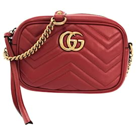 Gucci-Gucci Red Mini GG Marmont Matelasse Umhängetasche-Rot