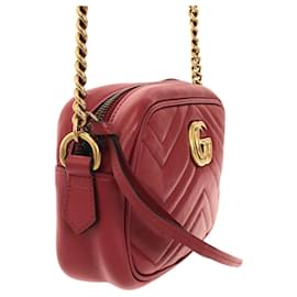 Gucci-Gucci Red Mini GG Marmont Matelasse Umhängetasche-Rot