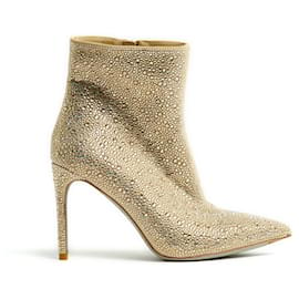 Rene Caovilla-Rene Caovilla Strass Booties IT36 Jeweled Ankle Boots UK4 US6.5 New-Beige,Golden