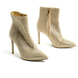 Rene Caovilla-Rene Caovilla Strass Booties IT36 Jeweled Ankle Boots UK4 US6.5 New-Beige,Golden