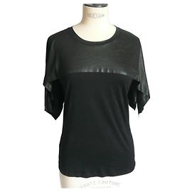 Maglietta nera bicolore Balenciaga TS Nero