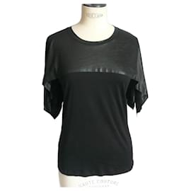 Balenciaga-BALENCIAGA T’S Tee shirt noir bimatière TS-Noir