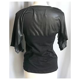 Balenciaga-BALENCIAGA T’S Tee shirt noir bimatière TS-Noir