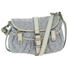 Céline-CELINE C Macadam Canvas Shoulder Bag Light Blue Auth 75808-Light blue