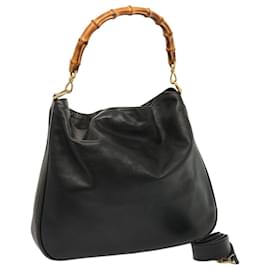 Gucci-GUCCI Sac à main en bambou Cuir 2façon noir 001 2404 1577 auth 75509-Noir