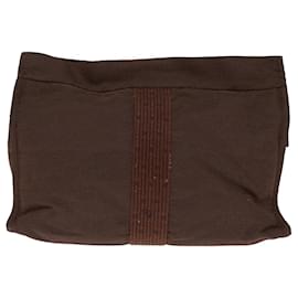 Hermès-HERMES Clutch Bag Canvas Brown Auth bs14544-Brown