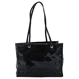 Fendi-FENDI Tote Bag Émail Noir Auth bs14475-Noir