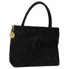 Chanel-CHANEL Matelasse Tote Bag Suede Standard Black CC Auth bs14754-Black