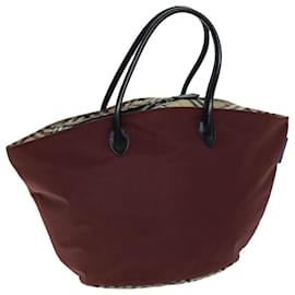 Autre Marque-Bolsa Burberrys Nova Check Blue Label Nylon Bege Bordeaux Auth bs14390-Bege,Outro