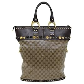 Gucci-GUCCI GG Crystal Hand Bag 2way Beige 207282 auth 75317-Beige