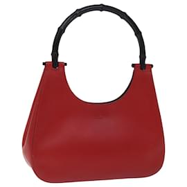 Gucci-GUCCI Bamboo Hand Bag Leather Red 001 3761 Auth ep4324-Red