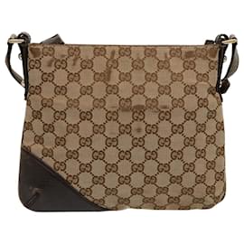 Gucci-GUCCI Horsebit WebSherry Line GG Sac à bandoulière en toile Beige Rouge 141506 auth 75597-Rouge,Beige