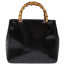 Gucci-Sac à main GUCCI Bamboo Émail Noir 93152 Auth bs14450-Noir