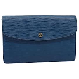 Louis Vuitton-LOUIS VUITTON Epi Montaigne 27 Pochette Bleu M52655 Auth LV 75166-Bleu