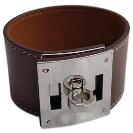 Pulseira Hermès Collier de chien de couro cáqui Caqui