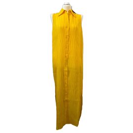 Autre Marque Parah Yellow Sleeveless Button Dress Yellow