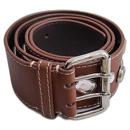 Céline Belt Brown Leather with Colored Stones Brown